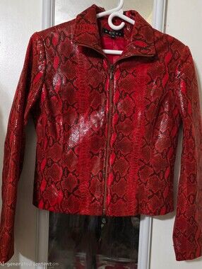Revue Red Snakeskin 100% Suede Leather Moto-style Jacket